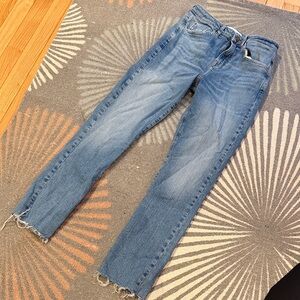 Zara Light Blue Women's Straight Leg Cropped Jeans